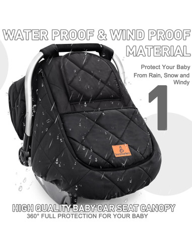 Cubierta de Asiento de Coche para Bebé Beatoutou Negra Impermeable