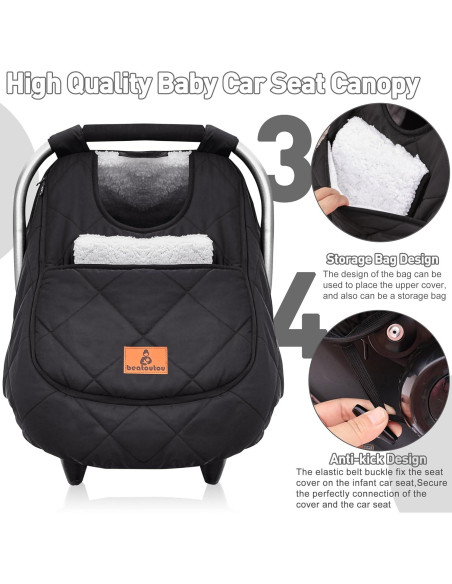 Cubierta de Asiento de Coche para Bebé Beatoutou Negra Impermeable