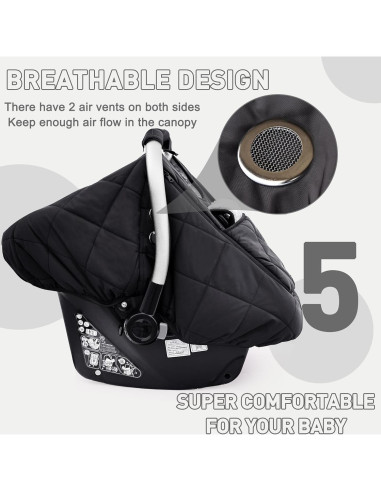 Cubierta de Asiento de Coche para Bebé Beatoutou Negra Impermeable