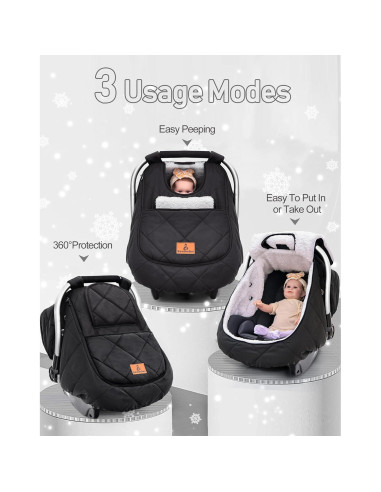 Cubierta de Asiento de Coche para Bebé Beatoutou Negra Impermeable