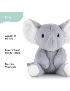 Elefante de Peluche The Peanutshell 25 cm Lavable para Bebés 2