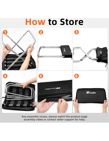 Taburete Plegable Howillto Negro 40.6cm Altura 127kg