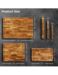 Juego de 3 Tablas de Cortar de Madera de Teca HAONEYS 2