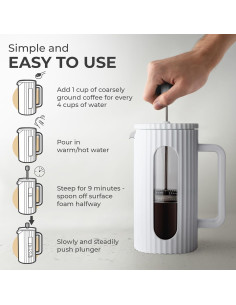 Prensa Francesa Kaffe 1L - Vidrio Borosilicato y Plástico BPA Free 2