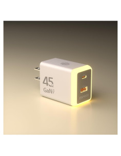 Cargador USB C 45W GaN con Luz Nocturna Doble Puerto