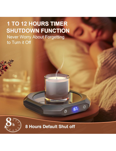 Calentador de Tazas Eléctrico MUMUQ TB-017 con Temporizador y Pantalla LCD