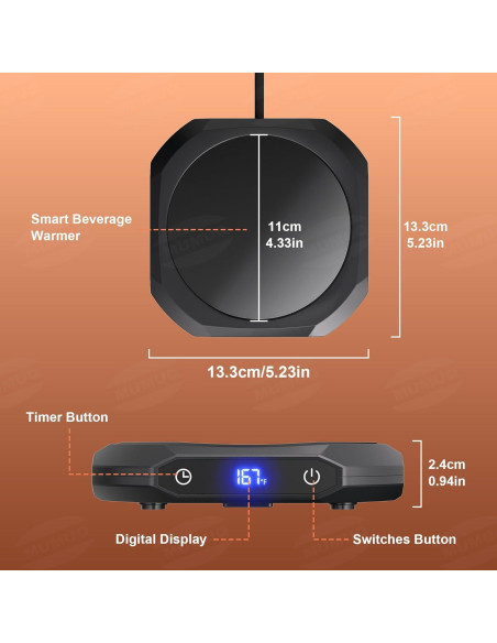 Calentador de Tazas Eléctrico MUMUQ TB-017 con Temporizador y Pantalla LCD
