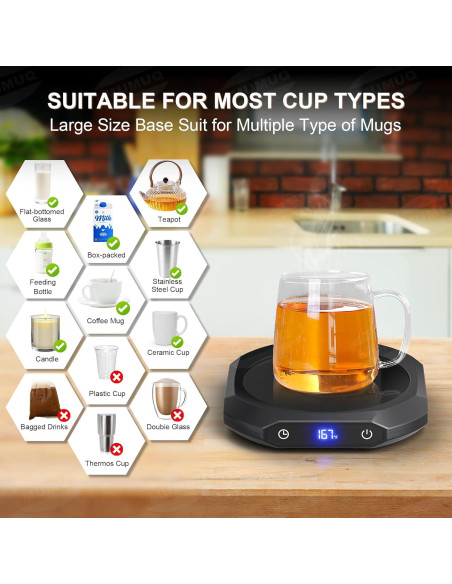 Calentador de Tazas Eléctrico MUMUQ TB-017 con Temporizador y Pantalla LCD