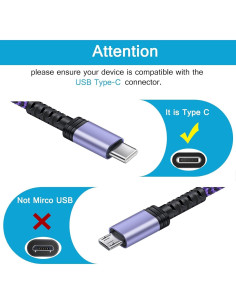 Cable de carga rápida USB Tipo C Samsung 3.05 m púrpura 2