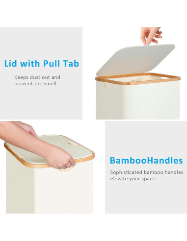 Cesta de Lavandería Efluky 100L con Tapa y Asas de Bambú