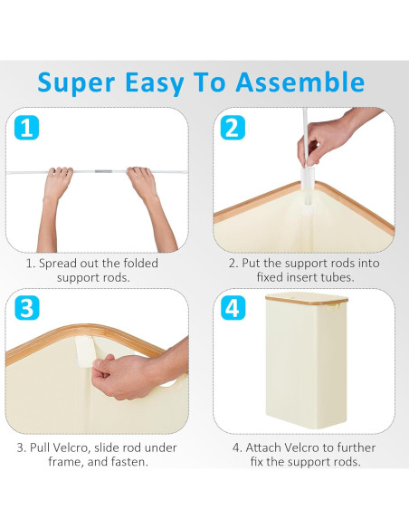 Cesta de Lavandería Efluky 100L con Tapa y Asas de Bambú