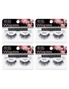 Pestañas Postizas Ardell Wispies 113 Negro - Banda Suave, 4 Paquetes