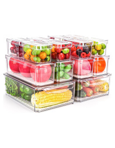 14 Contenedores Apilables para Refrigerador Jiazonsong 30x20cm