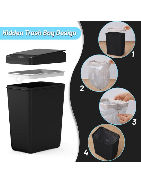 Basurero Automático Procade 2 Pack 4 Gal y 2.5 Gal Negro