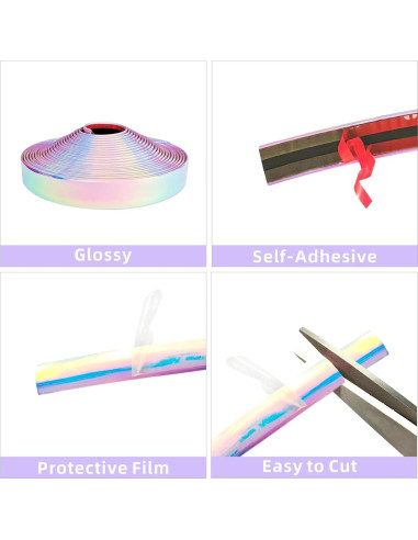 Tira Decorativa Autoadhesiva YaoerYao Iridiscente 12mm x 2.44m
