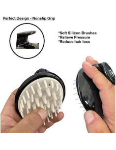 Cepillo Masajeador de Cuero Cabelludo G.B.S, Cerdas de Silicona, Paquete de 3 2