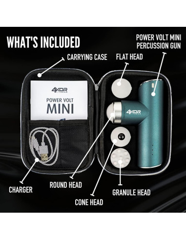 Mini Pistola de Masaje 4KOR Fitness, Portátil 0.45 kg, Silenciosa