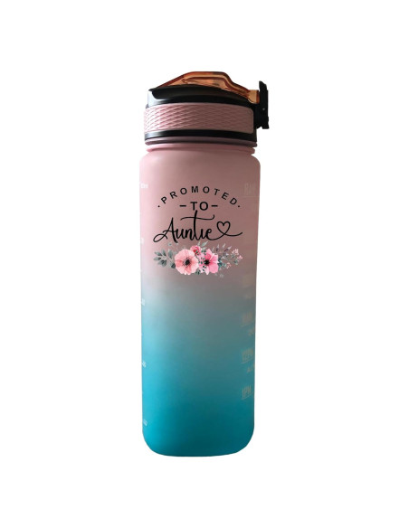 Botella de Agua Motivacional Yipaidel 32 oz con Pajilla Rosa Azul