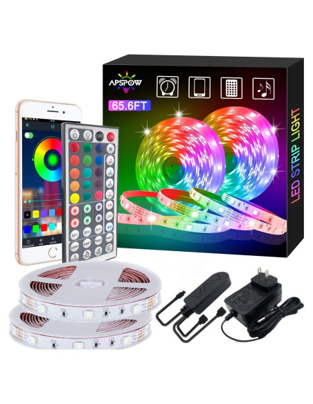 Tira LED 20m APSPOW RGB Bluetooth Control Remoto Música