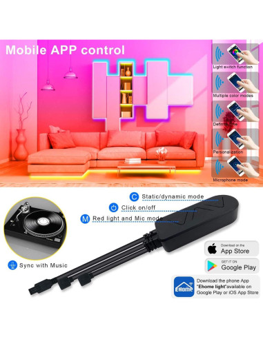 Tira LED 20m APSPOW RGB Bluetooth Control Remoto Música