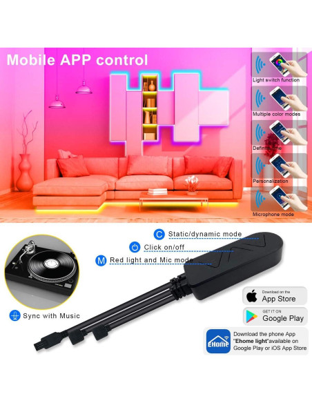 Tira LED 20m APSPOW RGB Bluetooth Control Remoto Música