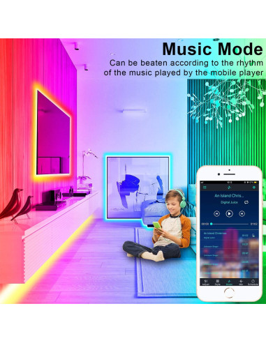 Tira LED 20m APSPOW RGB Bluetooth Control Remoto Música