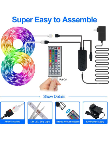 Tira LED 20m APSPOW RGB Bluetooth Control Remoto Música