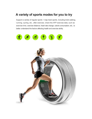 Anillo Inteligente WIWISTON Fitness Oro-10, Monitor Cardíaco y Sueño
