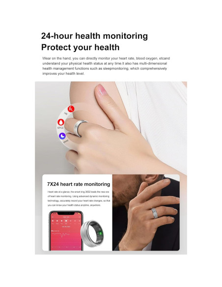 Anillo Inteligente WIWISTON Fitness Oro-10, Monitor Cardíaco y Sueño