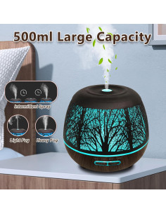 Difusor de Aceite Esencial Elcxsla 500ML Ultrasonico con Luz LED 2