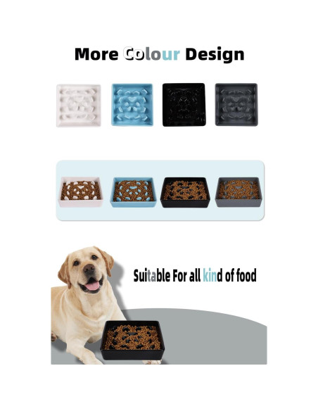 Cuenco de alimentación lenta para perros HAOTOP 20.3cm Cerámica Negro