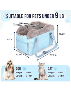 Asiento de Coche para Perros SlowTon Azul - Hasta 4 kg 2