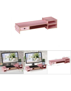 Soporte para Monitor Alvinlite con Estante 2 Niveles 47.4 cm Rosa 2