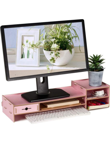 Soporte para Monitor Alvinlite con Estante 2 Niveles 47.4 cm Rosa