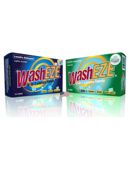 Hojas de Lavandería WashEZE 10 Ct - Detergente 3 en 1