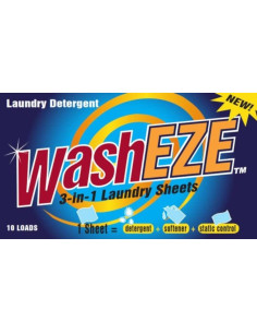 Hojas de Lavandería WashEZE 10 Ct - Detergente 3 en 1 2