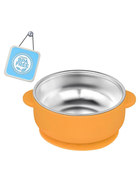 Cuenco de Succión para Niños OKAY ORANGE 280ml Acero Inoxidable