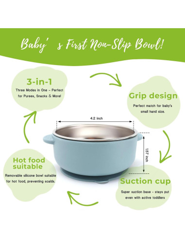 Cuenco de Succión para Niños OKAY ORANGE 280ml Acero Inoxidable