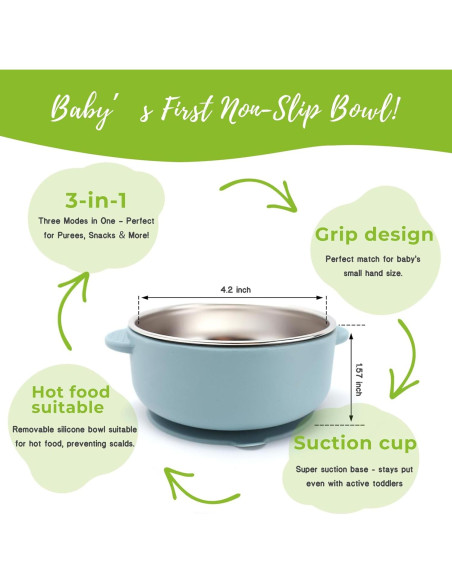 Cuenco de Succión para Niños OKAY ORANGE 280ml Acero Inoxidable