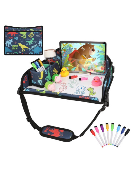 Bandeja de Viaje para Niños DxTing - Dinosaurio, 8 Marcadores