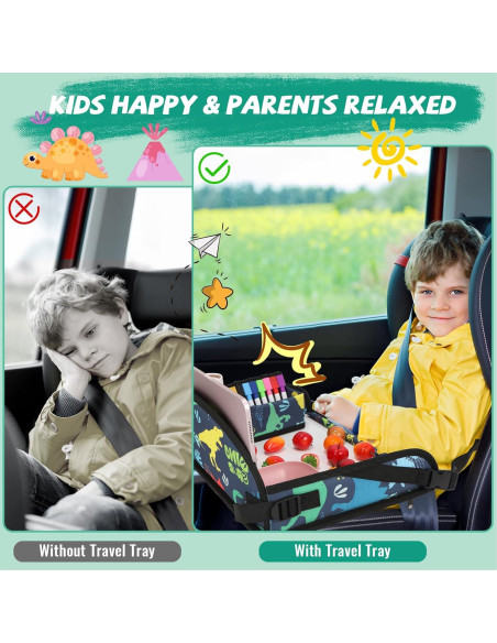 Bandeja de Viaje para Niños DxTing - Dinosaurio, 8 Marcadores