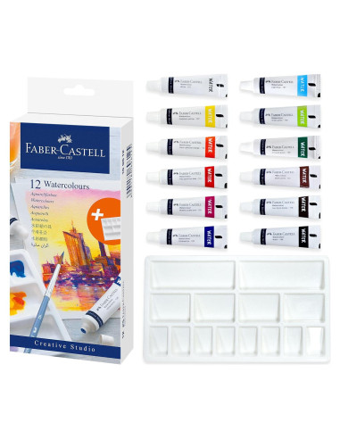 Juego de Pinturas Acuarelables Faber-Castell - 12 Tubos 9 ml
