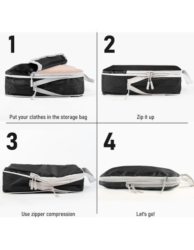 Set de 4 Cubos de Compresión YEEYAA para Empacar Viajes