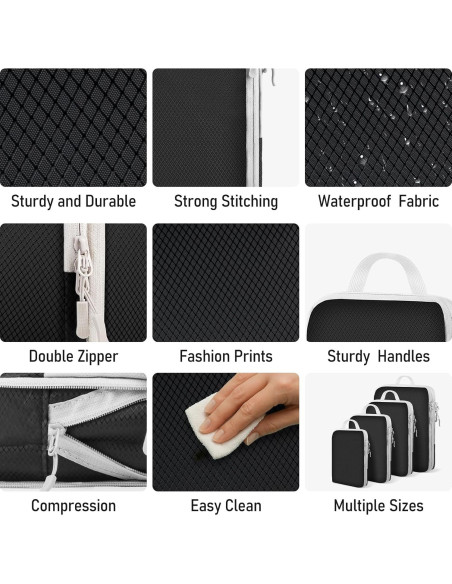 Set de 4 Cubos de Compresión YEEYAA para Empacar Viajes