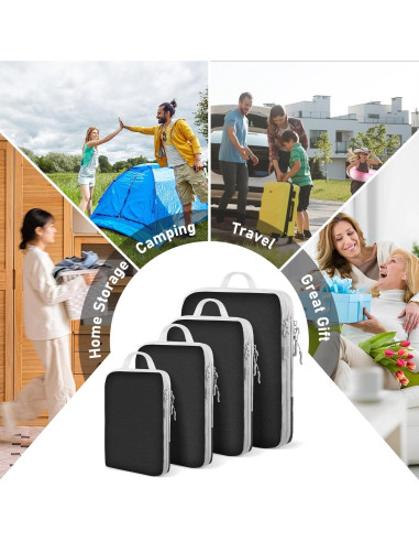 Set de 4 Cubos de Compresión YEEYAA para Empacar Viajes