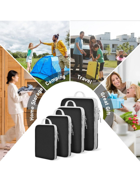 Set de 4 Cubos de Compresión YEEYAA para Empacar Viajes