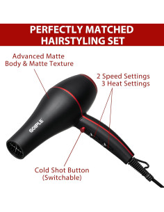 Kit Secador de Cabello 1800W Lockmio 13 Piezas Iónico Profesional 2