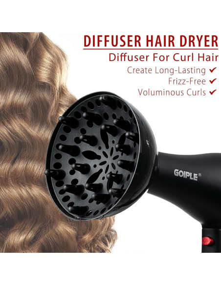 Kit Secador de Cabello 1800W Lockmio 13 Piezas Iónico Profesional