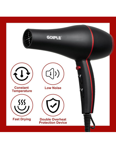 Kit Secador de Cabello 1800W Lockmio 13 Piezas Iónico Profesional