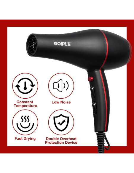 Kit Secador de Cabello 1800W Lockmio 13 Piezas Iónico Profesional